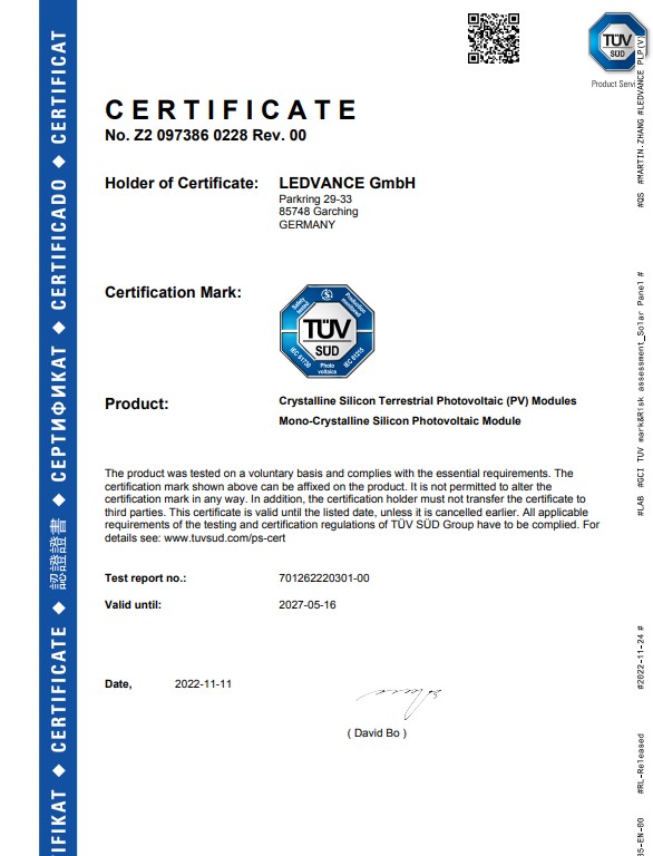Ledvance certifikát
